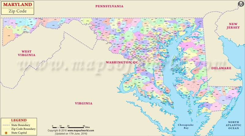 Maryland Zipcode Map 