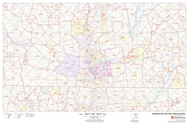 Hampden Zip Code Map, Massachusetts Hampden County Zip Codes