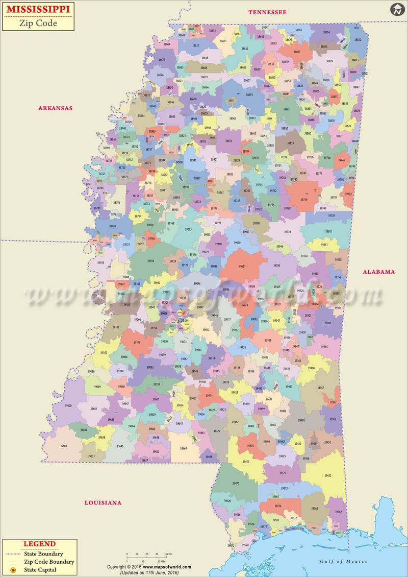 Mississippi Zip Code Map