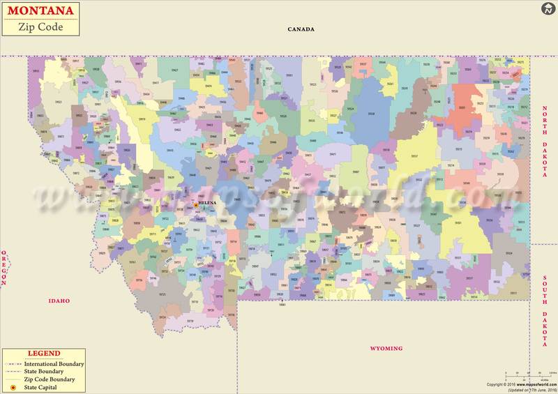 Montana Zip Code Map Montana Postal Code 4687