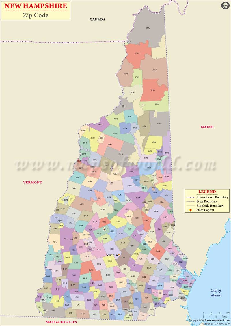 New Hampshire Zip Code Map