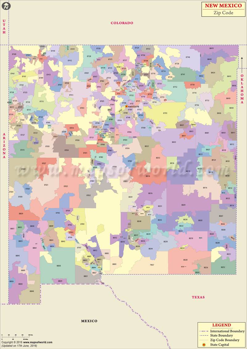 New Mexico Zip Code Map