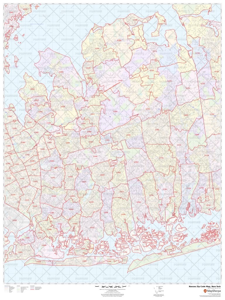 Nassau Zip Code Map New York 