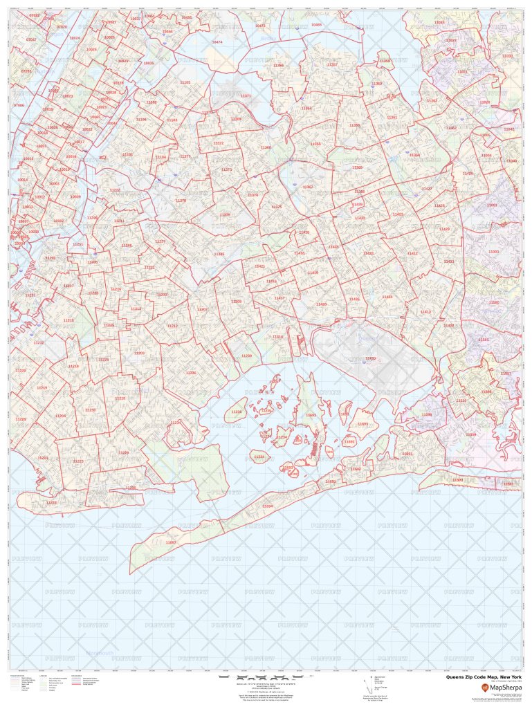 Queens Zip Code Map, New York Queens County Zip Codes