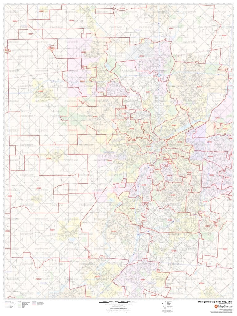 Montgomery Zip Code Map, Ohio Montgomery County Zip Codes
