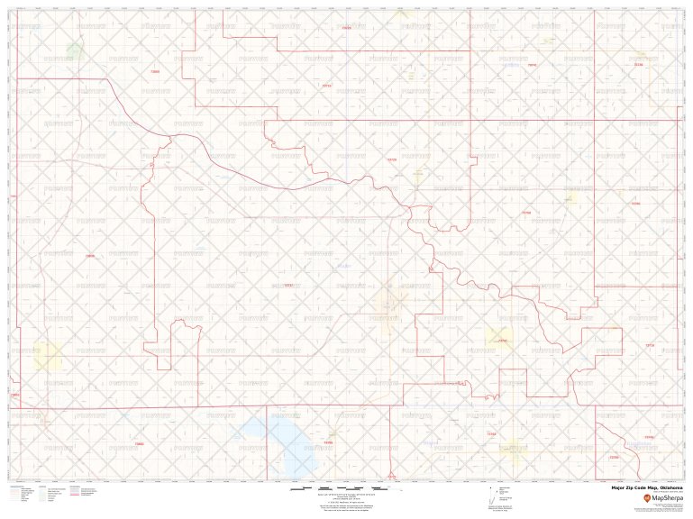 Major Zip Code Map Oklahoma Major County Zip Codes 1322