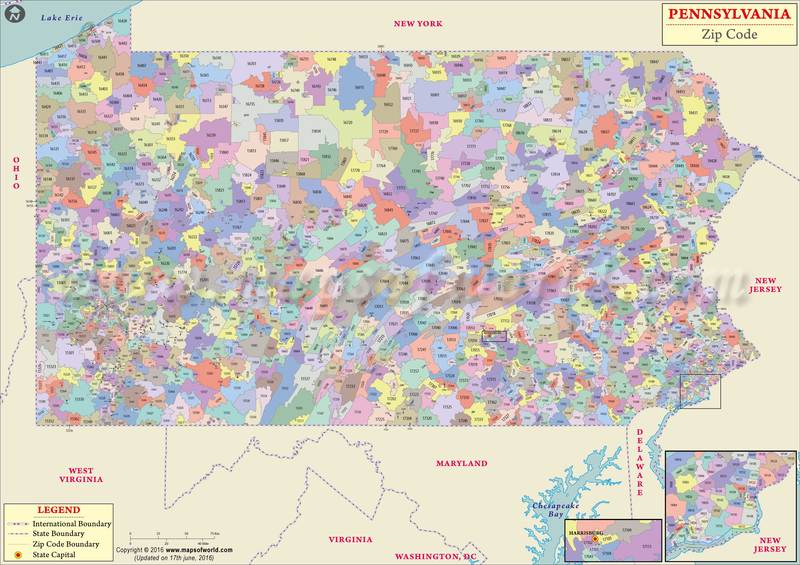 Pennsylvania Zip Code Map Pennsylvania Postal Code 3585