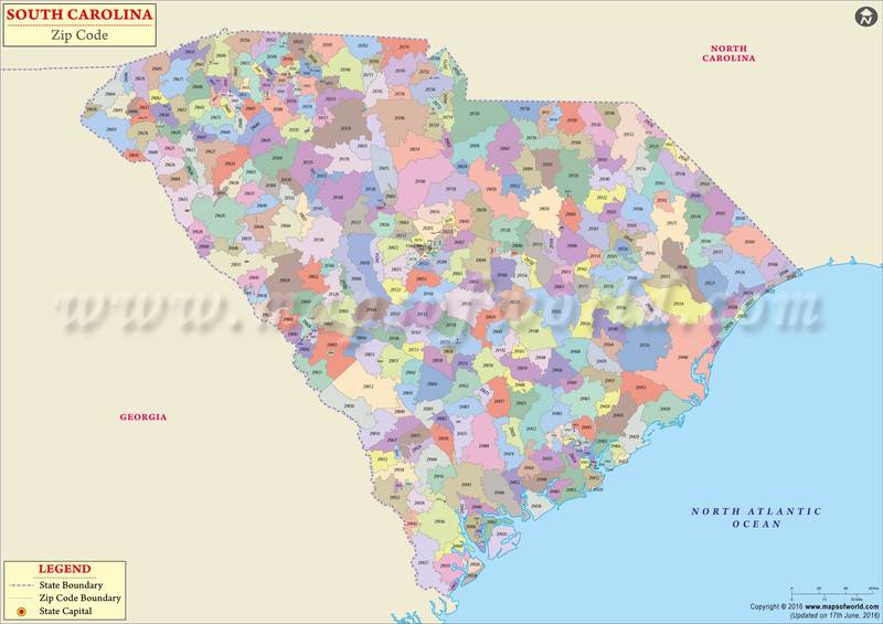South Carolina Zip Code Map