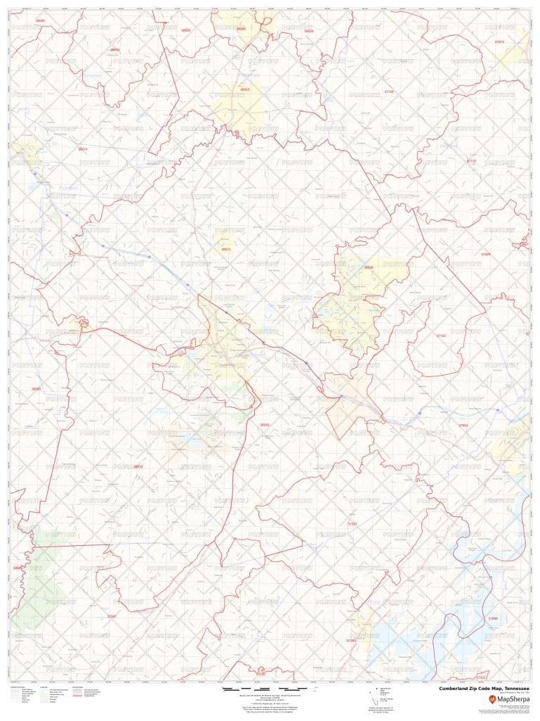 Cumberland Zip Code Map, Tennessee | Cumberland County Zip Codes