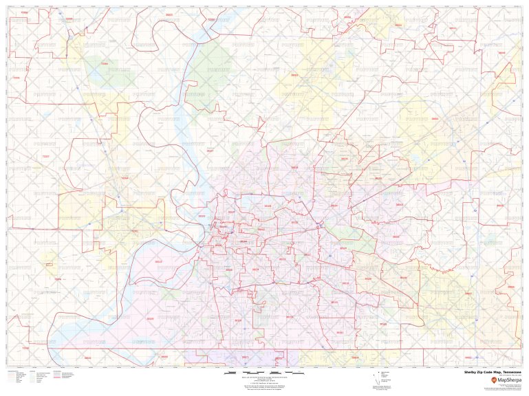 Shelby Zip Code Map, Tennessee | Shelby County Zip Codes