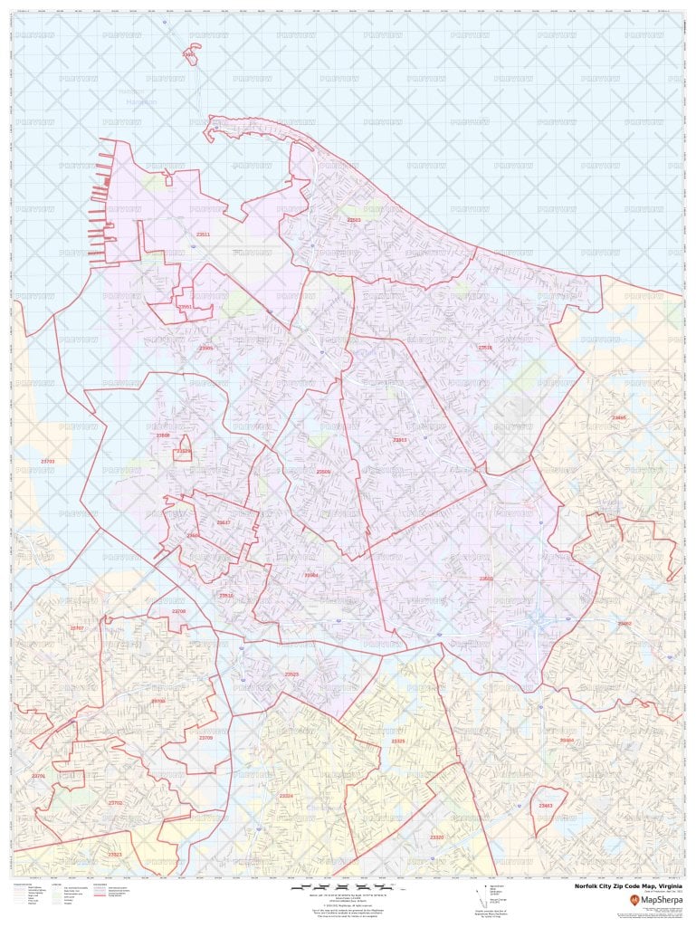 Norfolk City Zip Code Map, Virginia | Norfolk City County Zip Codes