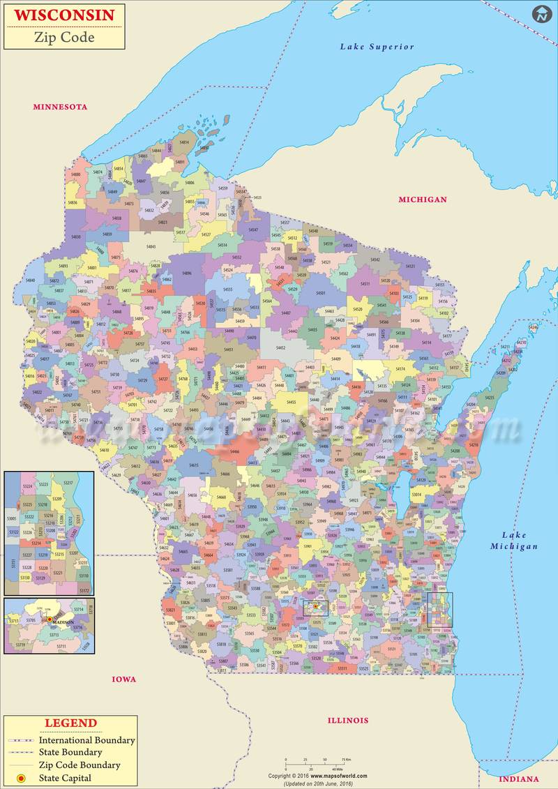 Wisconsin Zip Code Map