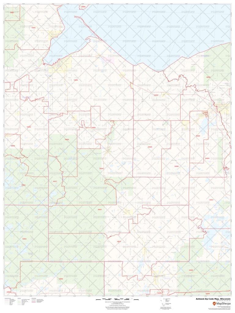 Ashland Zip Code Map, Wisconsin Ashland County Zip Codes