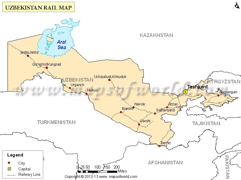 Uzbekistan Rail Map