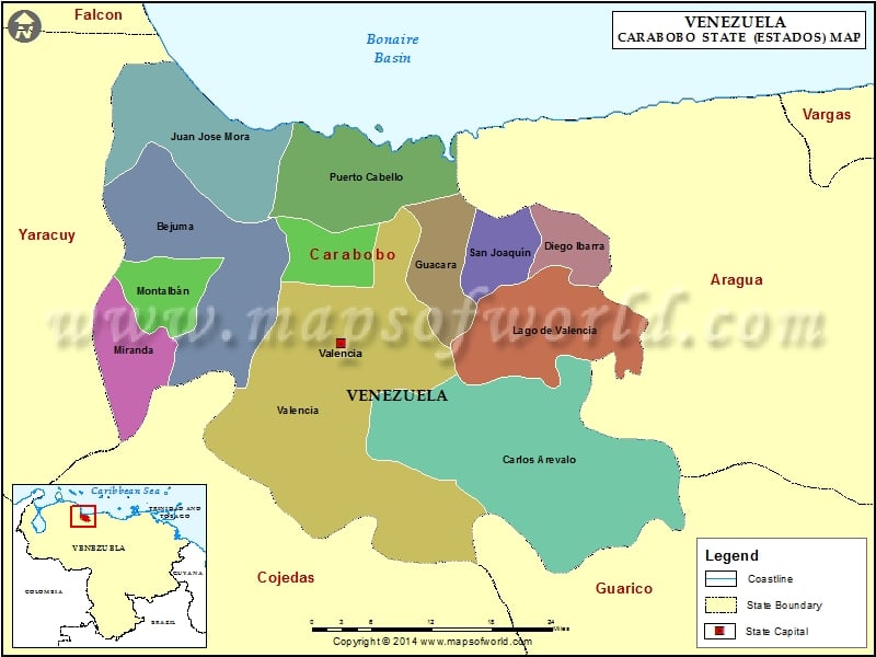 Carabobo Venezuela Map | Carabobo Map