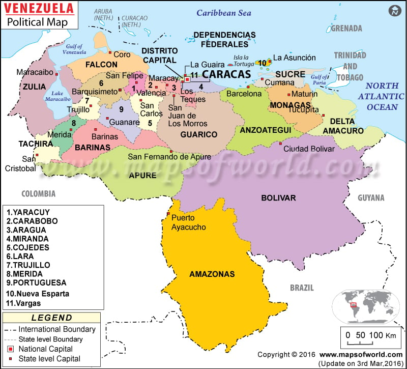 Venezuela South America Map Venezuela Political Map