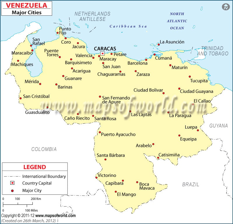 Venezuela Map with Cities