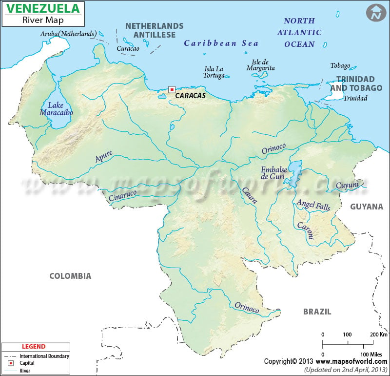 Rivers in Venezuela Map