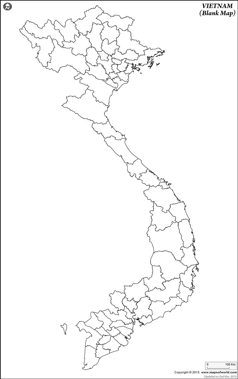 Vietnam Blank Map With Poltical Boundries