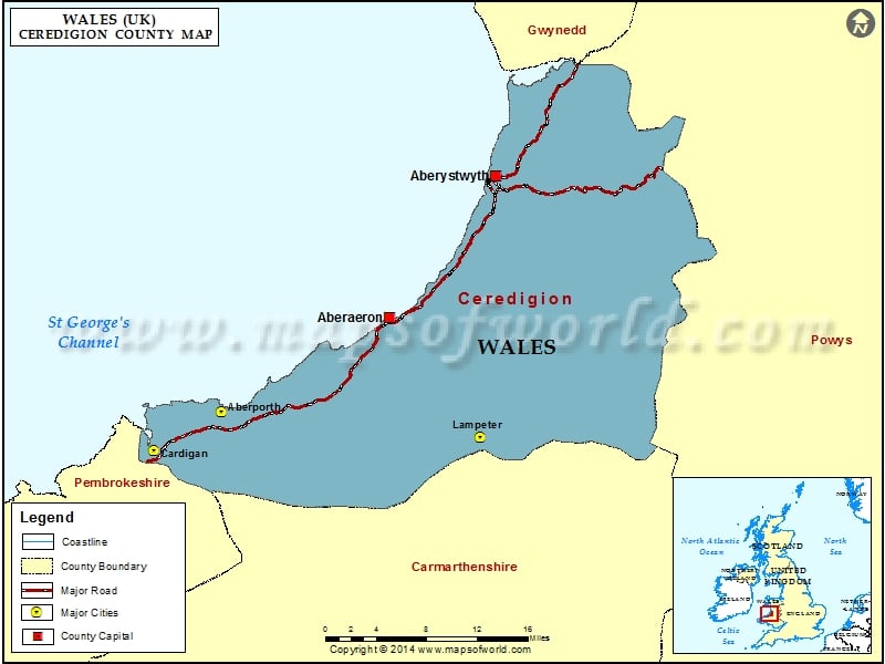 Map of Carmarthenshire Wales