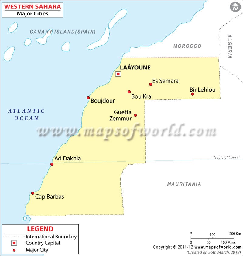 Western Sahara Cities Map