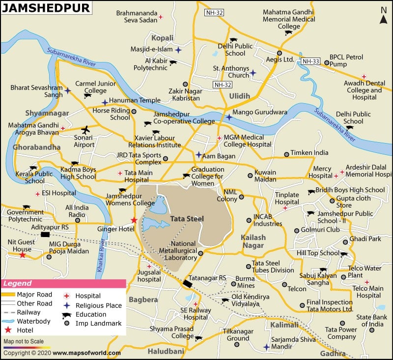 Where is Jamshedpur Located, Location of Jamshedpur Map