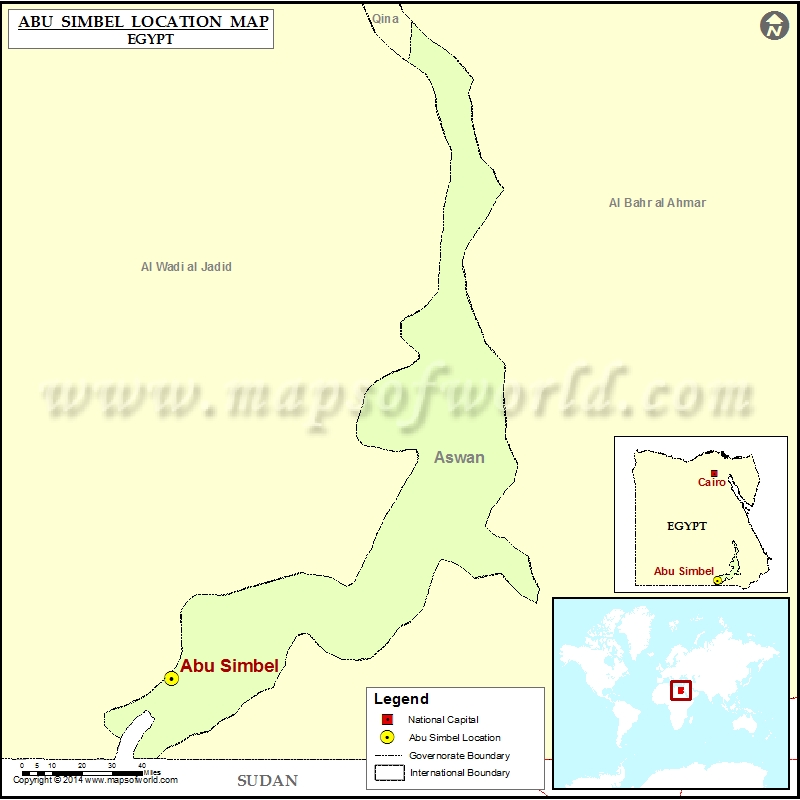 Where is Abu Simbel | Location of Abu Simbel in Egypt Map