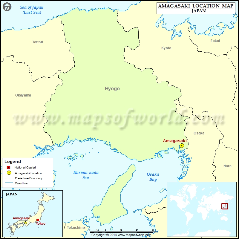 Where is Amagasaki | Location of Amagasaki in Japan Map