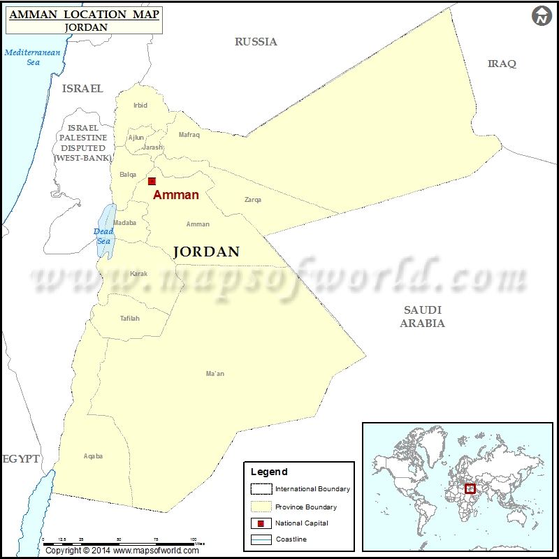 Location of Amman in Jordan Map