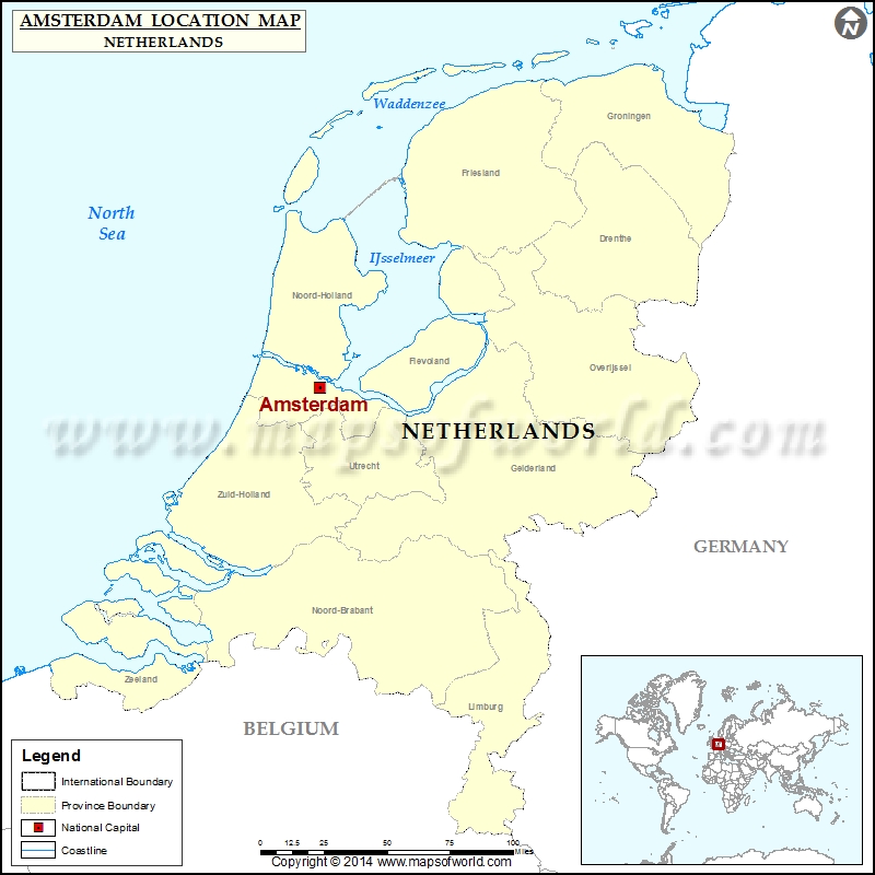 Where is Amsterdam Location of Amsterdam in Netherlands Map