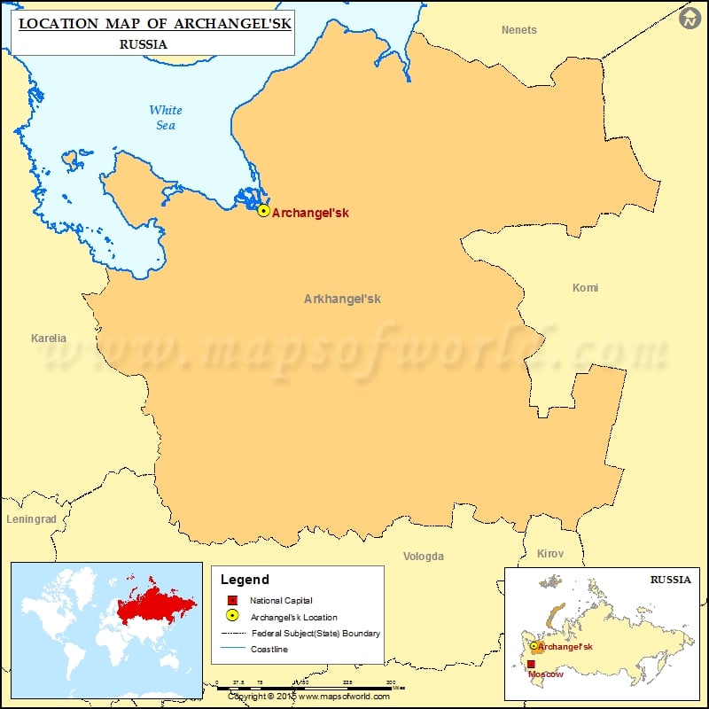 Where is Archangelsk | Location of Archangelsk in Russia Map