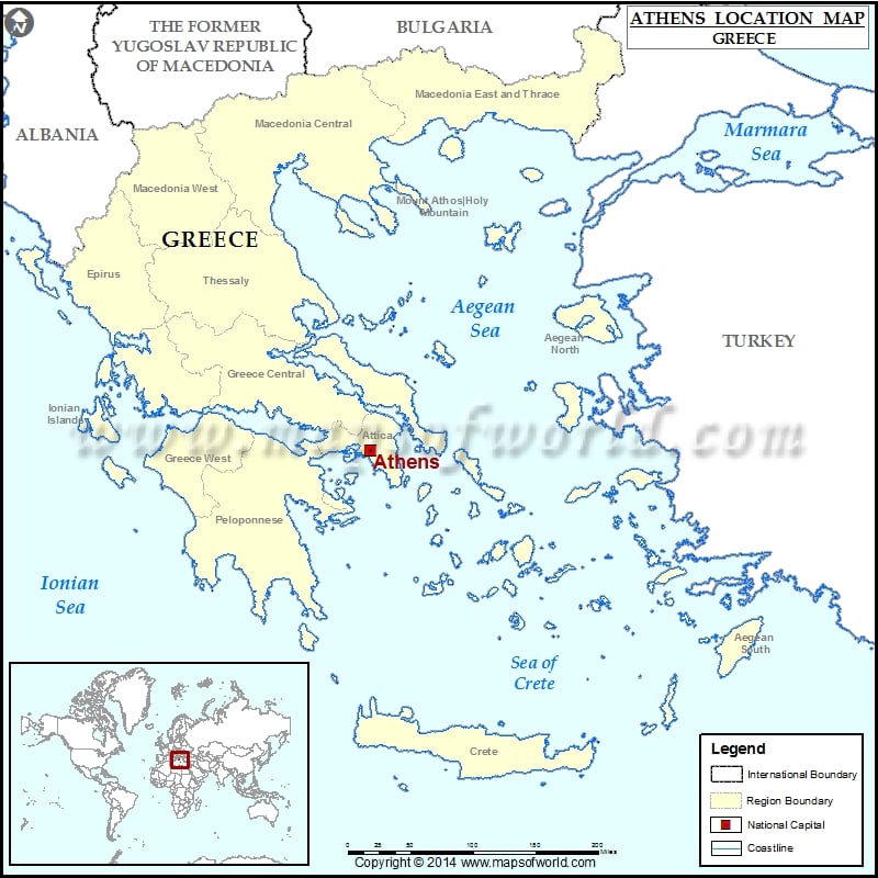 Where Is Athens Location Of Athens In Greece Map