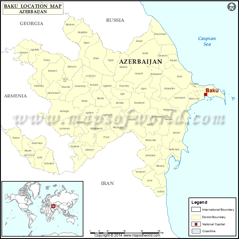 Where is Baku | Location of Baku in Azerbaijan Map