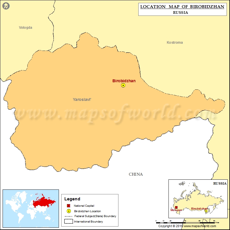 Where is Birobidzhan | Location of Birobidzhan in Russia Map