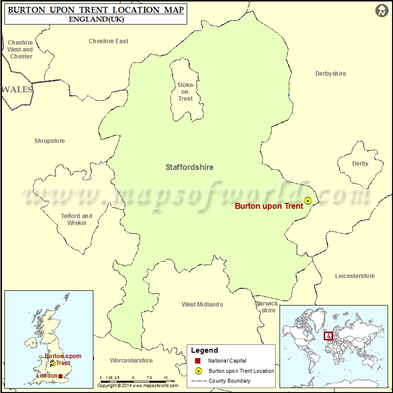 Where is Burton upon Trent Location of Burton upon Trent in