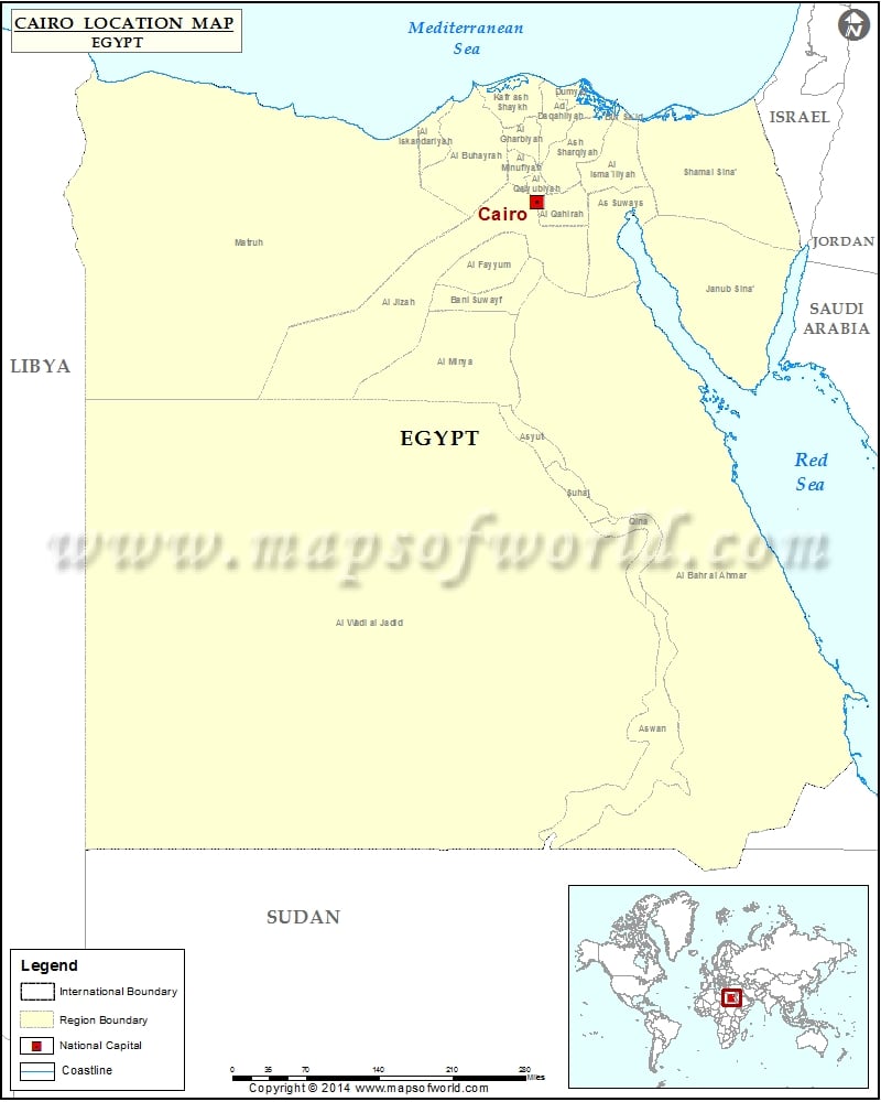 Where Is Cairo Location Of Cairo In Egypt Map