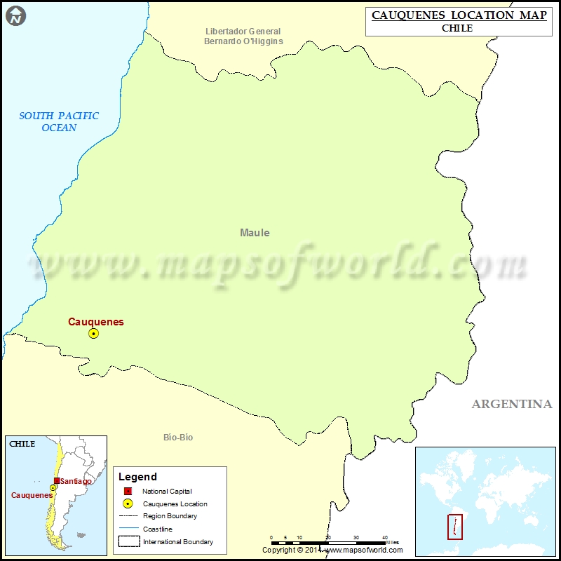 Where is Cauquenes| Location of Cauquenes in Chile Map