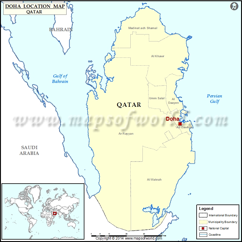 Where Is Doha Location Of Doha In Qatar Map