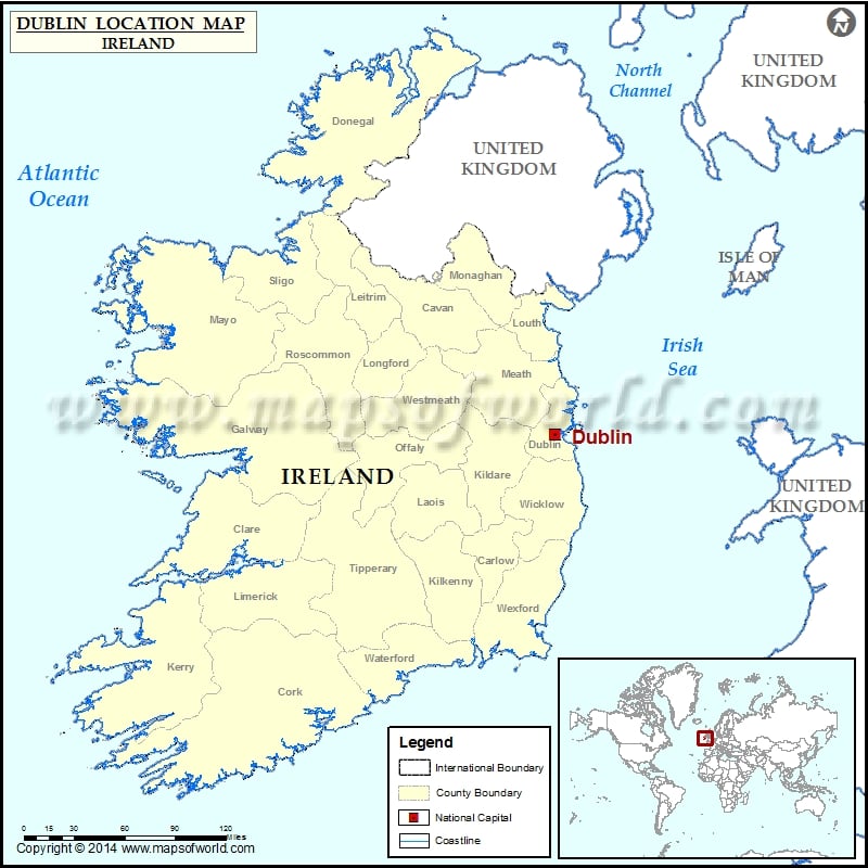 Where Is Dublin Location Of Dublin In Ireland Map