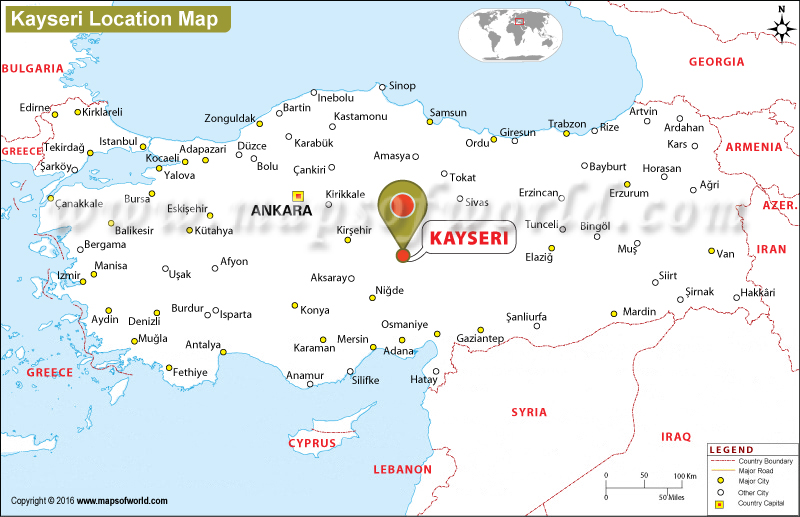 Where is Kayseri, Turkey? | Location of Kayseri on Turkey Map