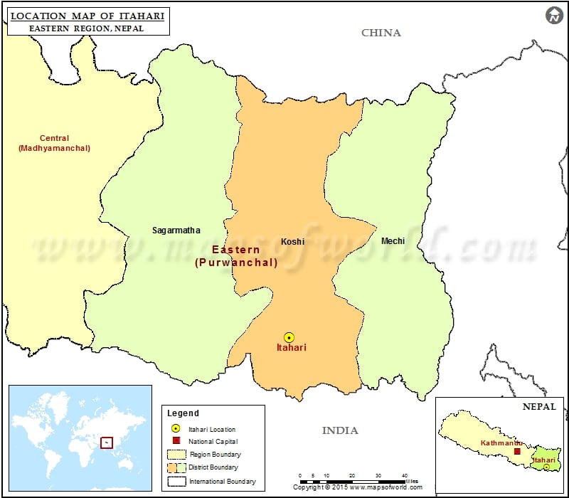  Location of Itahari in Nepal Map