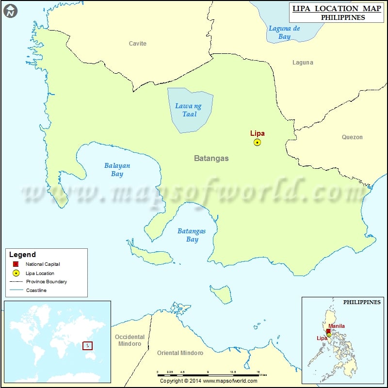 Where Is Lipa Location Of Lipa In Philippines Map