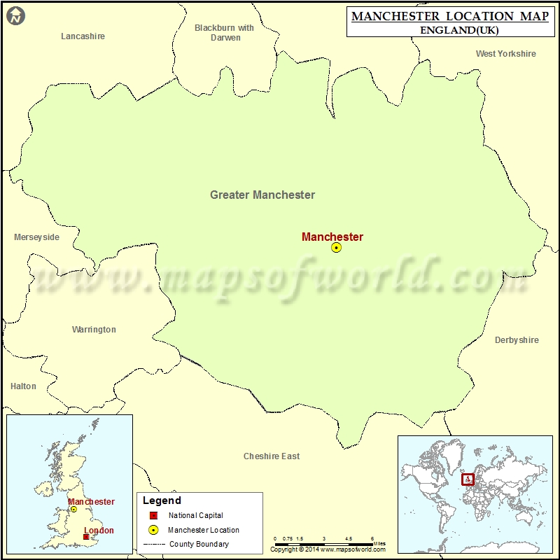 Where is Manchester | Location of Manchester in England Map