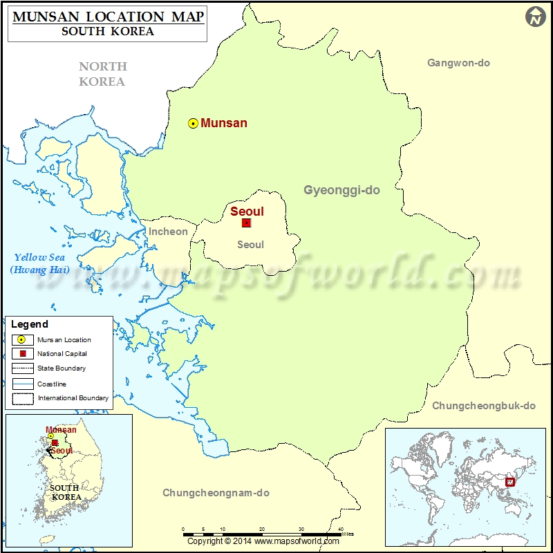 Where is Munsan Location of Munsan in South Korea Map