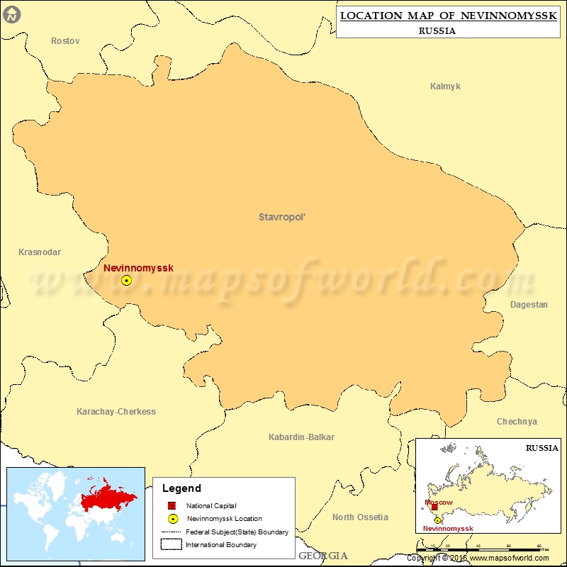 Where is Nevinnomyssk | Location of Nevinnomyssk in Russia Map