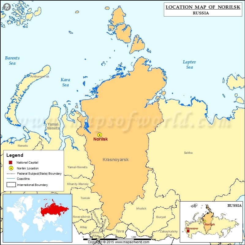 Where is Norilsk | Location of Norilsk in Russia Map