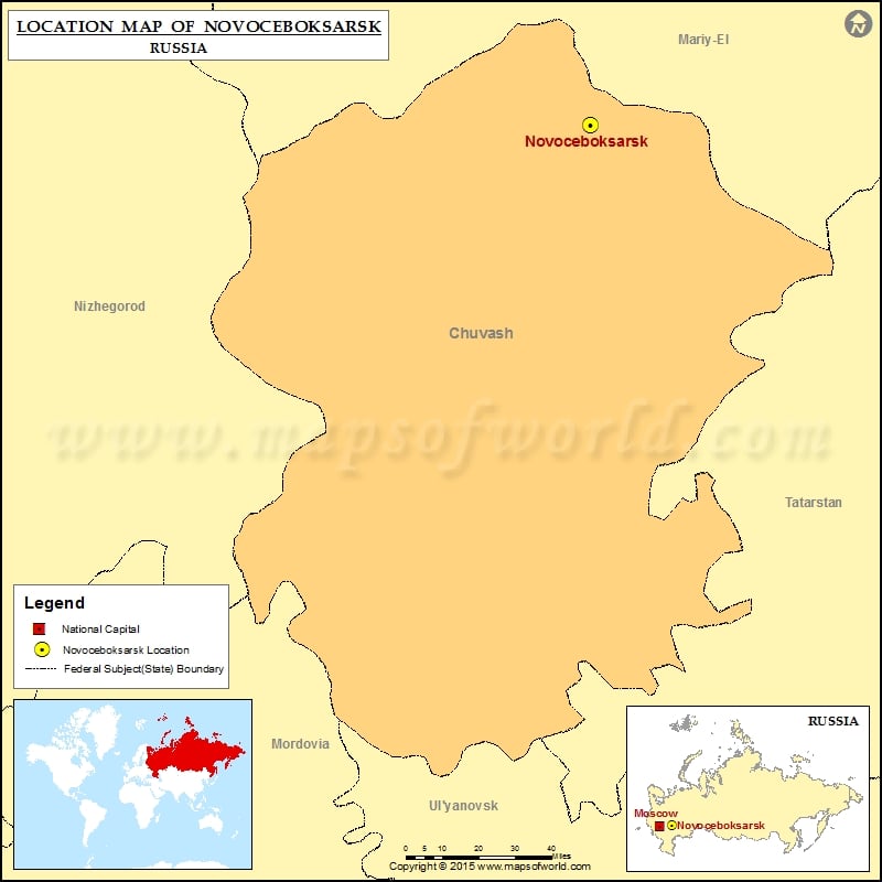 Where is Novoceboksarsk | Location of Novoceboksarsk in Russia Map