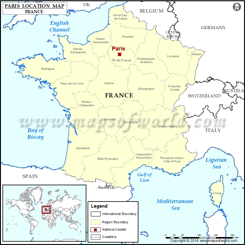 Paris In World Outline Map Where Is Paris | Location Of Paris In France Map