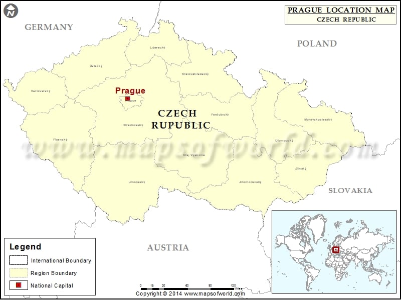 Of prague czech republic map Map of