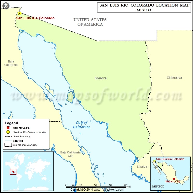 Where Is San Luis Rio Colorado Location Of San Luis Rio Colorado In Mexico Map